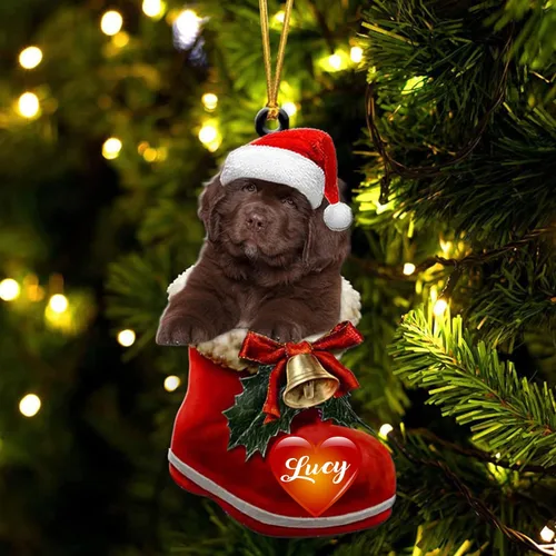 Vista 60 de Adorno de Navidad de perro afgano en bota de Papá Noel, adorno de nombre de perro personalizado, regalo para amante de los perros, decoración