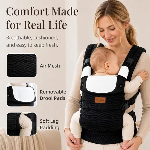 Vista 8 de Baby Carrier for 7-45 lbs, Lightweight Breathable 3D Mesh Infant to Toddler Carrier with Dual-Layer Stability, Easy-Fasten Slide Buckles, Ergonomic
