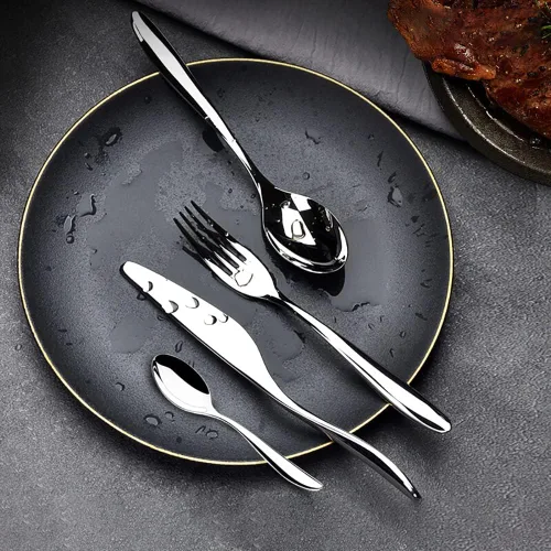 Vista 4 de 40-Piece Silverware Set for 8, Premium Food Grade Stainless Steel Flatware Sets, Mirror Polished Cutlery Set Includes Spoons Forks Knives