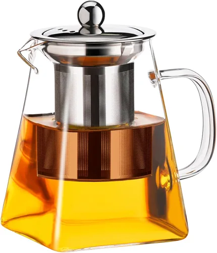 Vista 16 de PARACITY Estufa de vidrio de 32 onzas, tetera transparente de borosilicato con infusor extraíble de acero inoxidable 18/8, tetera de hojas sueltas