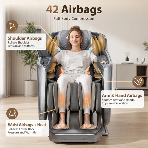 Vista 5 de Silla de masaje 4D de cuerpo completo, reclinable, gravedad cero Plateado