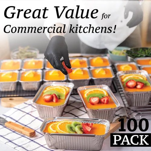 Vista 3 de (Paquete de 110 moldes para pan de aluminio con tapas, moldes de pan desechables para hornear, recipientes para almuerzo, platos para hornear