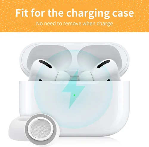 Vista 6 de Almohadillas de espuma viscoelástica para AirPods Pro y AirPods Pro 2, protector de silicona, seguro, cómodo, punta de repuesto, mejor cancelación
