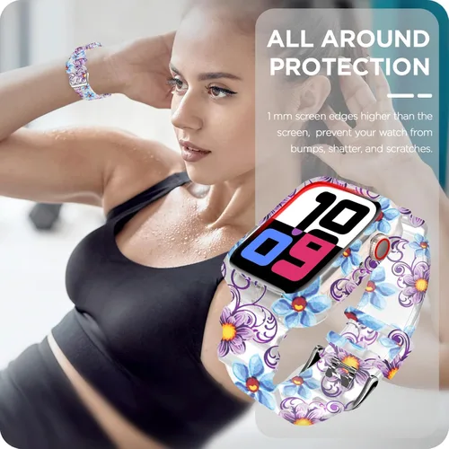 Vista 77 de DABAOZA - Correa transparente compatible con Apple Watch con estuche protector, correa deportiva de TPU con brillo para mujeres y hombres