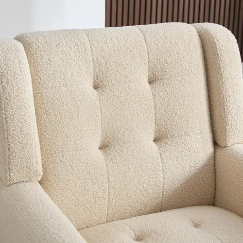 Vista 9 de Dolonm Midcentury - Silla moderna de peluche con brazos, silla lateral de lectura tapizada con respaldo copetudo, silla decorativa con respaldo
