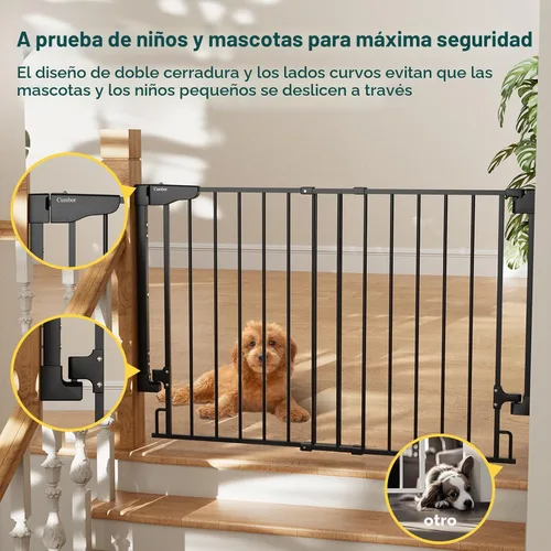 Vista 7 de Cumbor 29.2–43" Puerta de bebé para escaleras, de montaje en pared (se requiere taladrar), puerta para perros expandible sin barra inferior, puerta