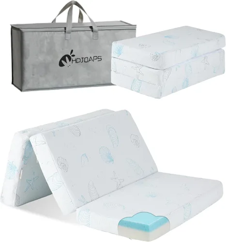 Vista 7 de Colchón Pack and Play, 38 x 26 x 1.5 pulgadas, colchón triple plegable Pack n Play con bolsa de viaje, protector de colchón para cuna con suave