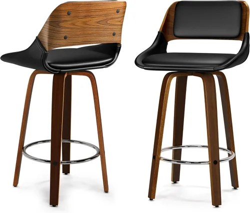 Vista 15 de SIMPLIHOME Randolph Taburetes de mostrador (juego de 2) – asientos de cocina tapizados de madera curvada de 28 pulgadas de altura de asiento