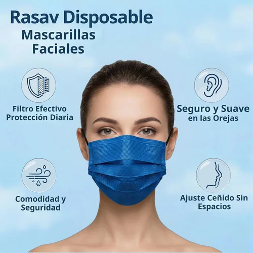 Vista 2 de Rasav Mascarillas desechables, 3 capas y coloridas, 100