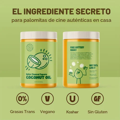 Vista 3 de Popsmith Aceite de coco con sabor a mantequilla de palomitas de maíz, aceite de palomitas de maíz de 30 onzas, hace palomitas de maíz estilo cine