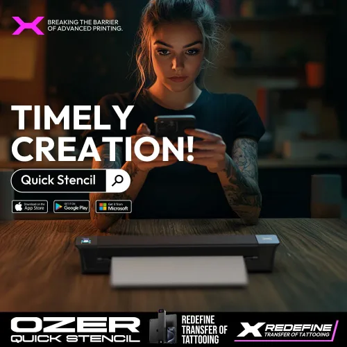 Vista 8 de OZER Impresora térmica inalámbrica de plantillas de tatuaje portátil