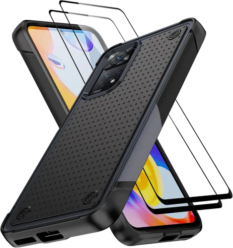 Vista 12 de Jeylly Funda para Xiaomi Poco X3 NFC con protector de pantalla de vidrio templado [2 paquetes], resistente a prueba de golpes, funda protectora