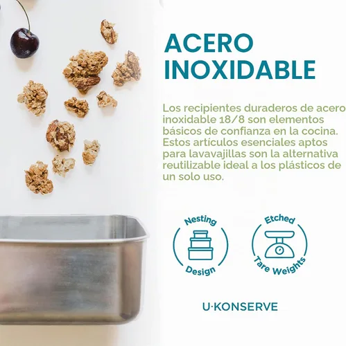 Vista 4 de U-Konserve - Recipiente rectangular de acero inoxidable de 25 onzas para alimentos Bento transparente