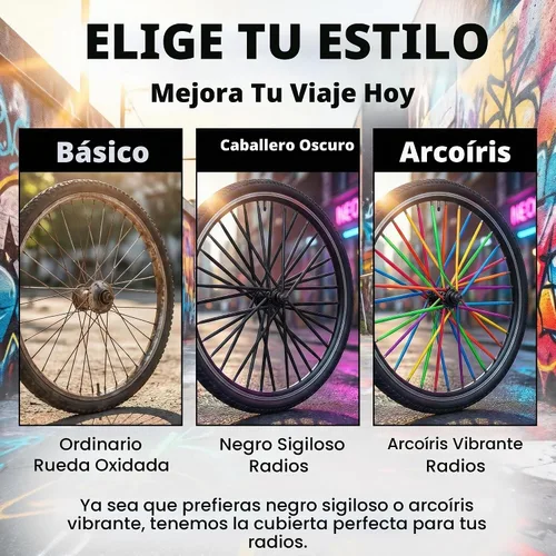 Vista 3 de PSLER - Cubiertas protectoras para radios de llantas, para decoración de bicicletas, motocicletas, motocross, etc., 72 unidades 11 colores mezclados
