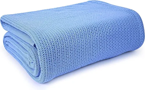 Vista 15 de Linteum Textile - Manta térmica de hospital de 66 x 90 pulgadas, 100 % algodón, transpirable, suave y acogedora, con diseño de célula abierta