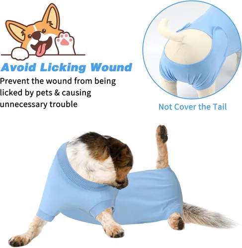 Vista 3 de Paquete de 2 unidades de algodón transpirable para perros de recuperación para después de esterilizar heridas abdominales, protectores profesionales