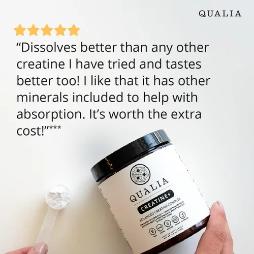 Vista 3 de Qualia Creatine Complejo Avanzado de Creatina 2 Fuentes + Magnesio Absorción Optimizada Rendimiento Muscular, Función Cerebral