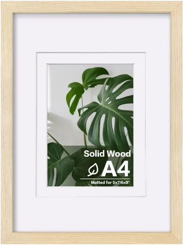 Vista 195 de Egofine - Portarretratos de 4 x 6 pulgadas, de madera maciza con plexiglás, para fotos de 3.5 x 5 con paspartú o de 4 x 6 sin paspartú, para colocar