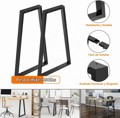 Vista 4 de Patas de mesa de metal de 28 pulgadas, patas de escritorio trapezoidales