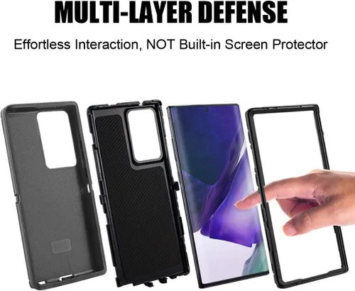 Vista 4 de AICase Funda para Galaxy Note 20, protección contra caídas de cuerpo completo, resistente, a prueba de golpes, caídas y polvo, 3 capas, funda