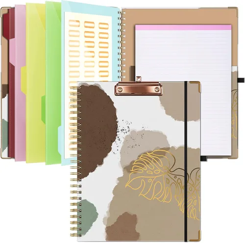 Vista 8 de Ospelelf Portapapeles con almacenamiento de 8.5 x 11, organizador de padfolio, cartera en espiral, tamaño carta con bloc de notas, soporte