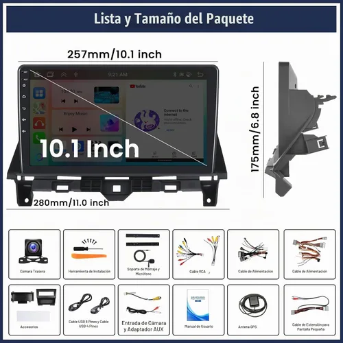 Vista 8 de Radio de coche 4G + 64G para Honda Accord 8th 2008-2013 con CarPlay Android Auto, 8-Core Android 15 10.1 pulgadas 1280 * 720P IPS pantalla táctil