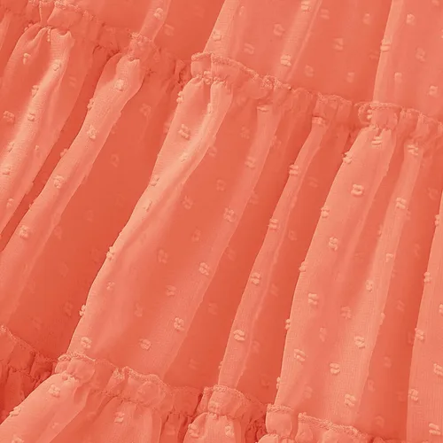 Vista 5 de AGQT Vestido de fiesta plisado con volantes de manga corta para niñas pequeñas, diseño de lunares suizos, con vuelo, talla 1-6T