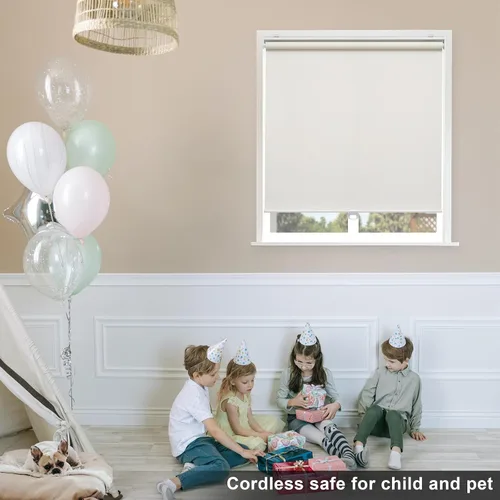 Vista 6 de Sunoff Persianas Enrollables Opacas sin Cordón para Ventanas de Bajar Persianas de Puerta Oscurecedoras de Habitación con Aislamiento Térmico