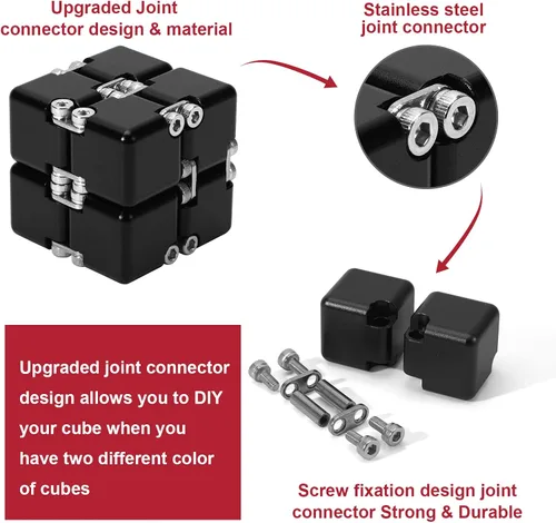 Vista 3 de Lifidea Cubo infinito de metal de aleación de aluminio (6 colores) juguete de escritorio de mano con estuche genial, cubo mágico infinito, alivia