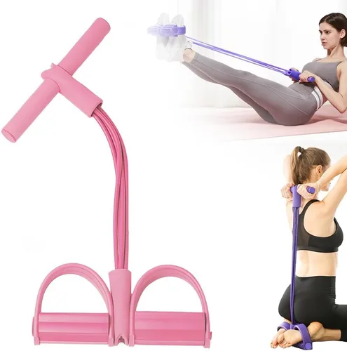 Vista 9 de 21 Bandas de Resistencia para Fitness - 4 Tubos, Pedal de Tobillo, Banda Elástica de Resistencia con Pedal de Yoga, Bandas de Estiramiento