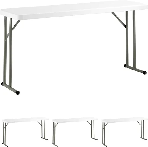 Vista 10 de Mesa plegable de 18 x 72 pulgadas, mesa plegable de plástico blanco granito para entrenamiento y eventos, mesa plegable delgada, mesa plegable