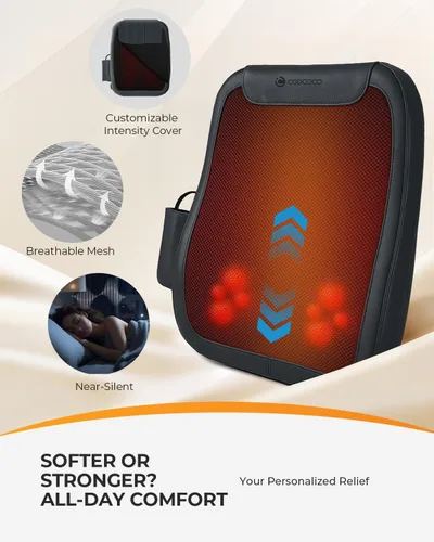 Vista 4 de CooCoCo Masajeador Shiatsu de Espalda con Calor, Elegible para FSA, Masajeador de Espalda Baja para Alivio del Dolor de Tejido Profundo, Masaje