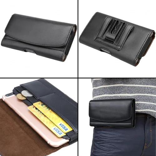 Vista 7 de Funda horizontal universal para teléfono celular con trabillas para cinturón y ranuras para tarjetas para teléfono móvil - XL