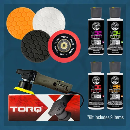 Vista 2 de Chemical Guys TORQX - Kit de pulidora orbital aleatoria, almohadillas, pulidores y compuestos, kit de pulido de automóvil seguro para camiones, SUV