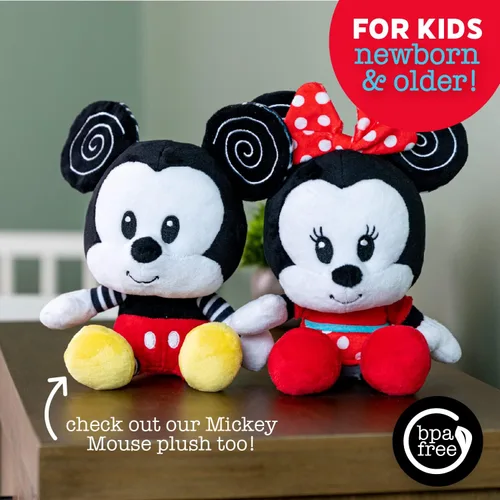 Vista 4 de KIDS PREFERRED Disney Baby Minnie - Peluche arrugado de alto contraste, color blanco y negro, niños y niñas a partir de 0 años (81263)
