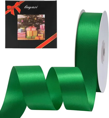 Vista 24 de Cinta de satén verde manzana de doble cara de color sólido de 1/2 pulgada x 25 yardas, cintas perfectas para manualidades, decoración de bodas