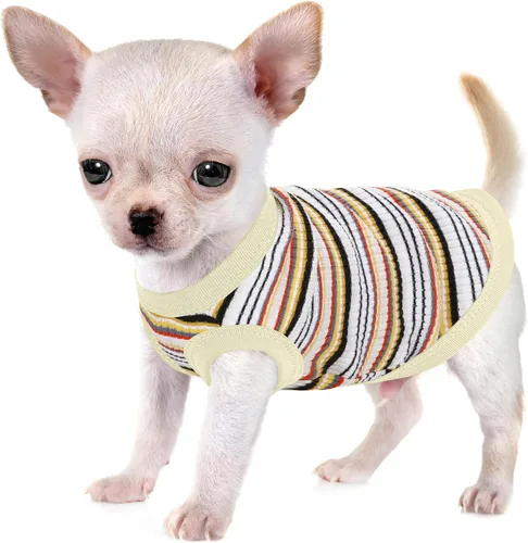 Vista 10 de Eleva la Comodidad y la Moda de tu Mascota: Chaleco de Camisa para Perros de Algodón 100% Acanalado Premium para Razas Pequeñas como Chihuahuas