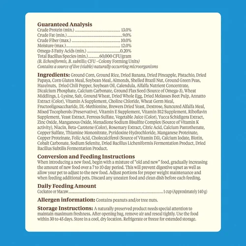 Vista 8 de Kaytee Food from The Wild Natural Pet Macaw Bird Food, 2.5 libras