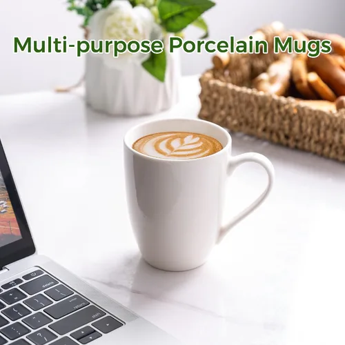 Vista 25 de GBhome Juego de 6 tazas de café de 12 onzas, tazas de café de cerámica con flores adhesivas para hombre, mujer, mamá, papá, juego de tazas de café