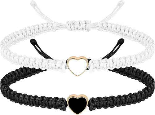 Vista 7 de Pulseras a juego para parejas de novio y novia, pulsera elástica ajustable de amistad para él y ella