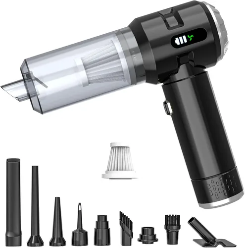 Vista 10 de Sycoodeal Aspiradora de mano para automóvil, 25000 PA, fuerte succión ciclónica, portátil, mini aspiradora inalámbrica con pantalla digital, ligera