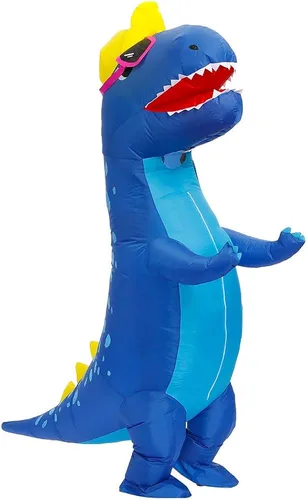 Vista 5 de Decalare Disfraz inflable de dinosaurio T-REX para adultos, disfraz de Halloween de cuerpo completo para hombres y mujeres, disfraces inflados