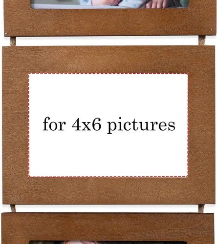 Vista 4 de Wallniture Aries - Portarretratos verticales para decoración de pared, 4 x 6 pulgadas, 8 aperturas para collage de fotos, juego de 2 (nogal)
