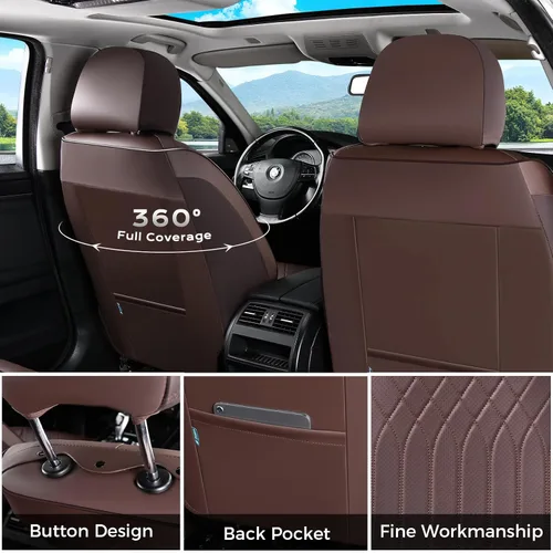 Vista 2 de Fundas de asiento delantero de automóvil, fundas de asiento de cuero para automóviles, protector de asiento de automóvil, impermeable, transpirable