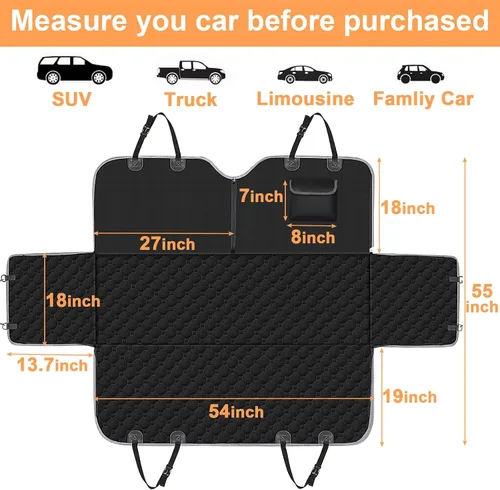 Vista 6 de Mancro Funda de asiento de automóvil para perro para asiento trasero, 2026 mejorada 600D, resistente, impermeable y resistente a los arañazos