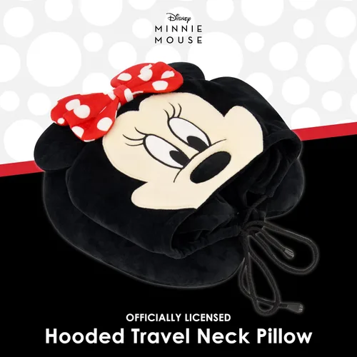 Vista 2 de FUL Disney Minnie Mouse Almohada con capucha para el cuello con orejas 3D, accesorios de viaje para avión, automóvil y oficina, cómoda