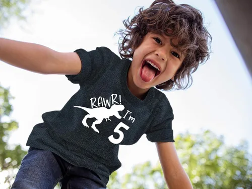 Vista 4 de rawr im 5 Dinosaur 5th Birthday Shirt Boy Roar Five Year Old Dino Camiseta rex