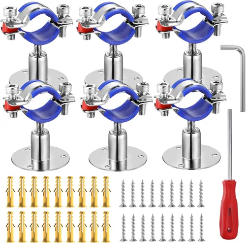 Vista 8 de 6 piezas de soportes de tubo para montaje en pared y techo, de acero inoxidable 304, adecuados para tubo con diámetro exterior de 15-19 mm, altura