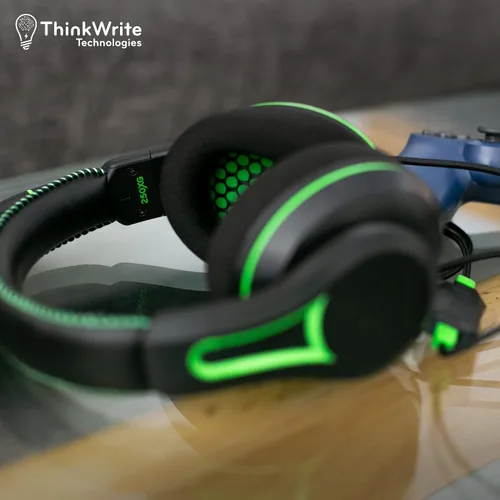 Vista 6 de ThinkWrite Technologies Victory 250XG auriculares de PC de primera calidad auriculares con cable para juegos con conector de 0138in verde