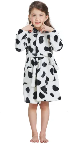 Vista 2 de ECHERY Pijama con capucha para niños y niñas, suave forro polar, unisex, bata de baño